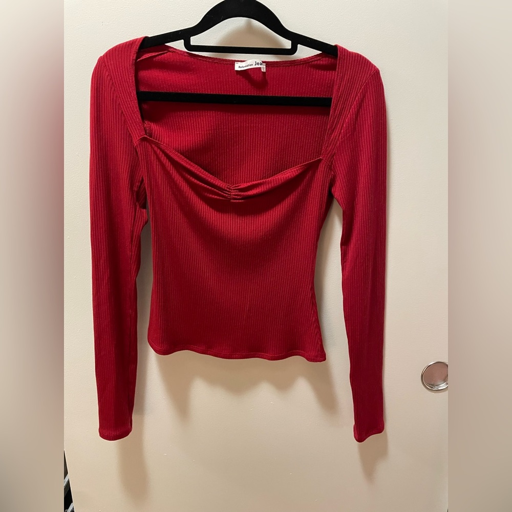 Reformation long sleeve red top